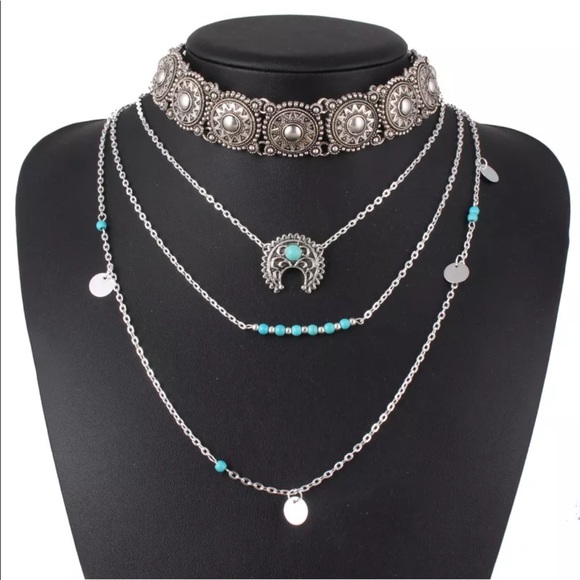 Jewelry - SOLD Boho Turquoise Style Layered Coin Necklace✨